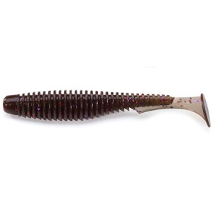 U-SHAD - GREEN PUMPKIN BROWN / RED & PURPLE - 10cm