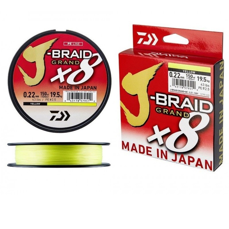 J-BRAID GRAND X8 - 0,20mm - YELLOW - 135m