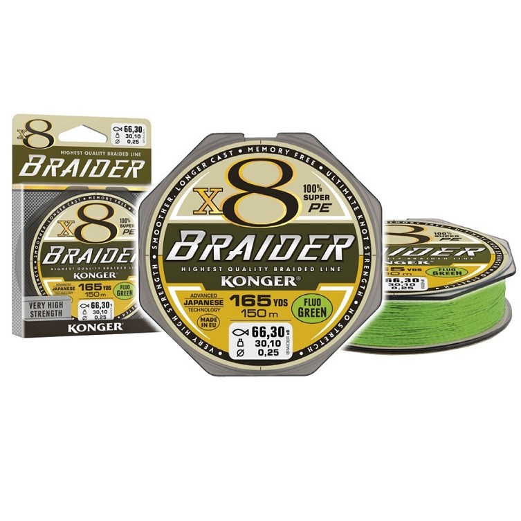 BRAIDER x8 - FLUO GREEN - 0,16mm - 150m