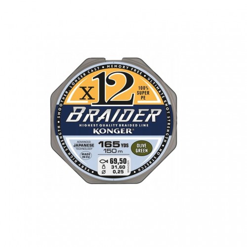 BRAIDER x12 - OLIVE GREEN - 0,14mm - 150m