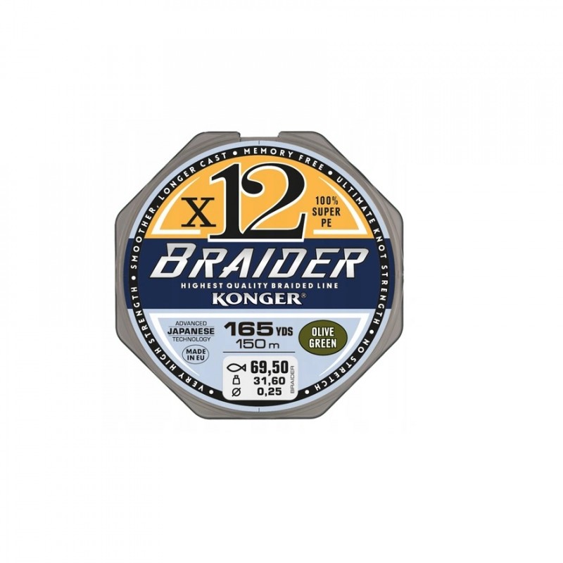 BRAIDER x12 - OLIVE GREEN - 0,16mm - 150m