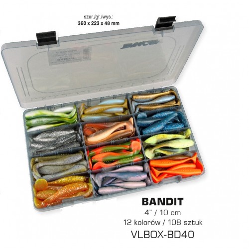 ZESTAW PRZYNĘT BANDIT 10cm - 108szt + pudełko