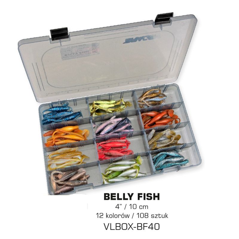 ZESTAW PRZYNĘT BELLY FISH 10cm - 108szt + pudełko